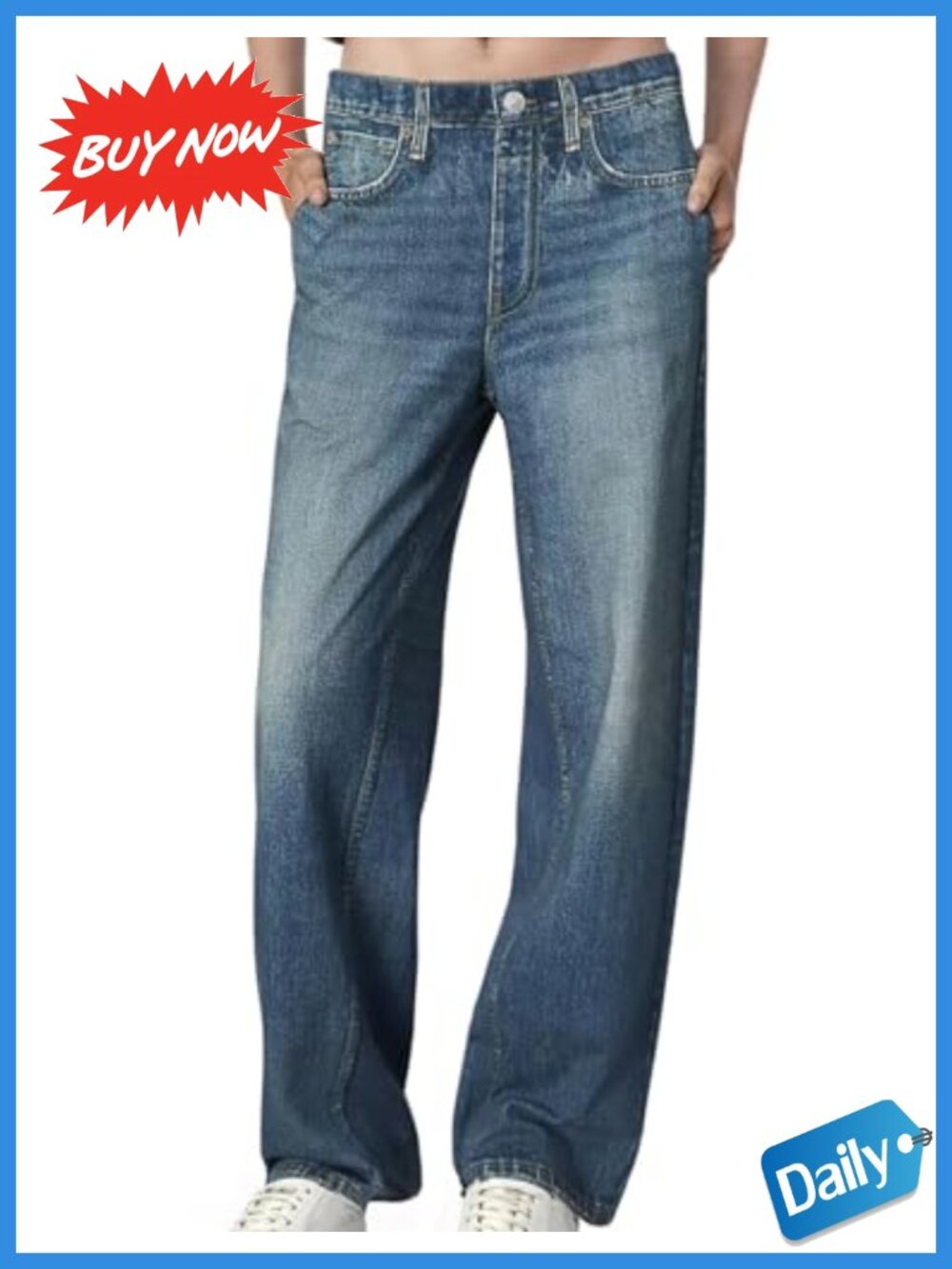 French Terry Sweatpant Jeans Wide Leg Stretch Pull On Cotton Pants